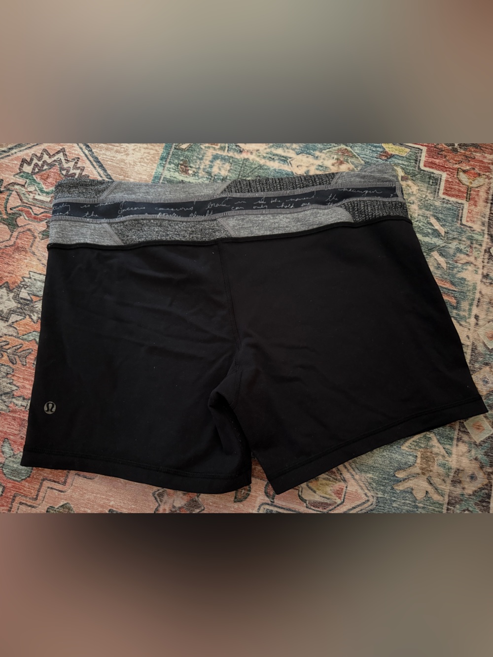 Reversible Lululemon Black Athletic Shorts with Gray Waistband